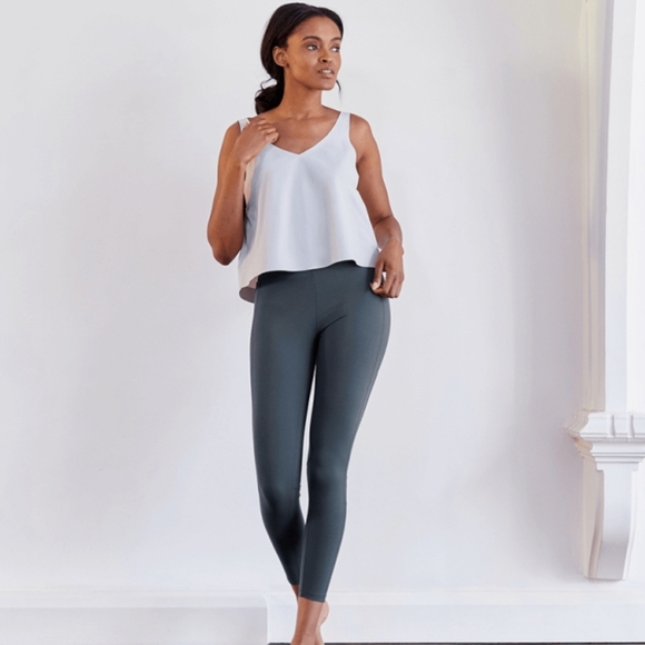 ADAY Leggings Women Large Grey Brakes On Pant Pull On A Day High Rise Crop Ankle - Picture 11 of 11